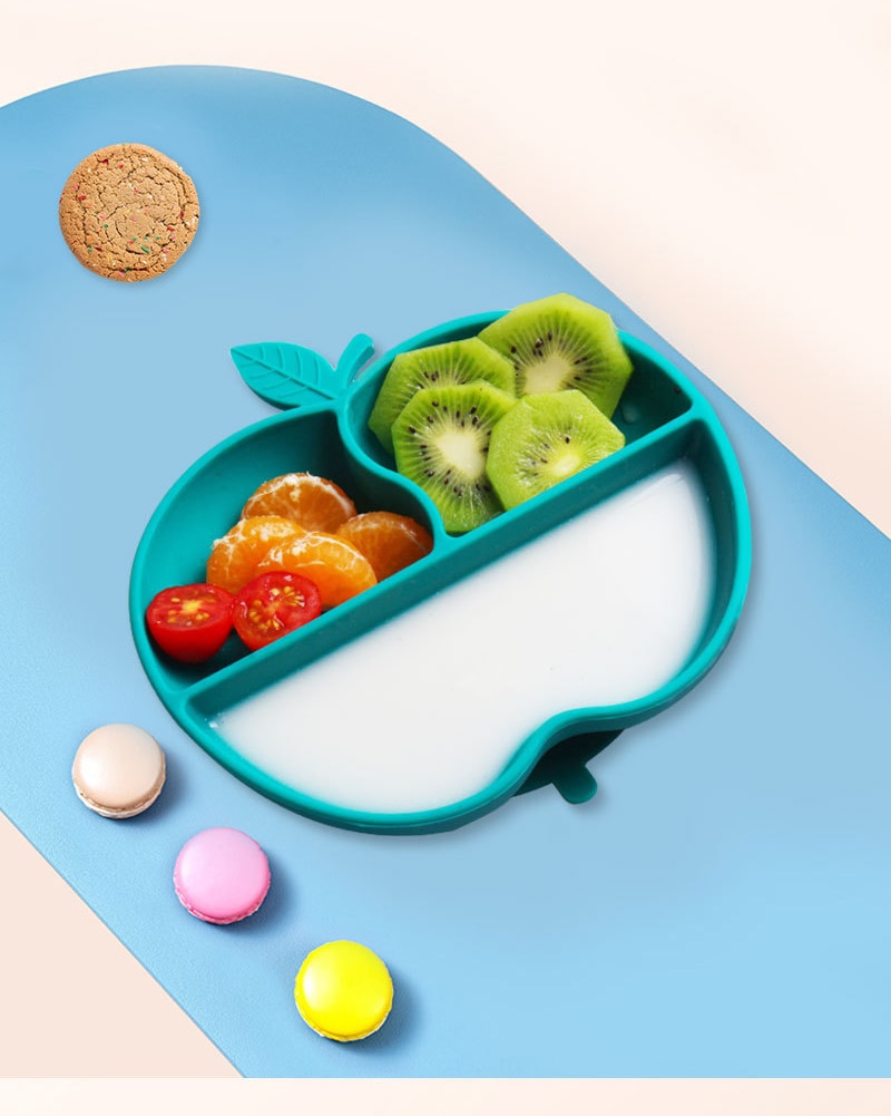 Baby Feeding Silicone Dinner Plate One-piece Grid Plates Kids Snacks Food Tray Non-slip Suction Cup Bowl Children Tableware